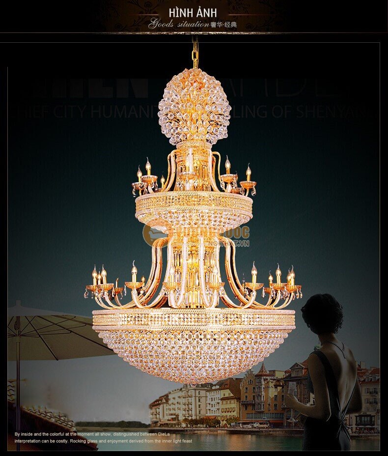 Đèn chùm pha lê không gian biệt thự CM184-2